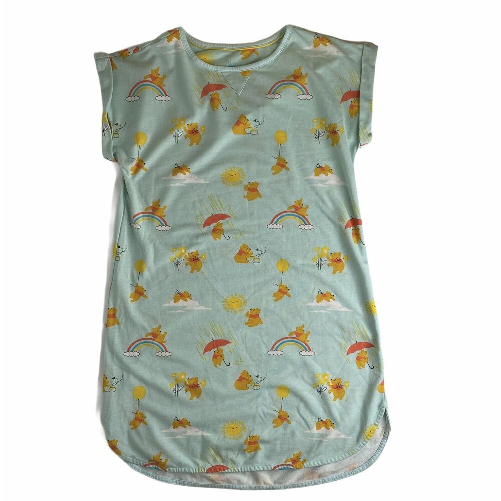 Disney Store Winnie The Pooh Nightshirt Womens XS S Nightgown Sleep Rainbow Sun - Picture 2 of 13